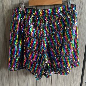 Rainbow sequin shorts